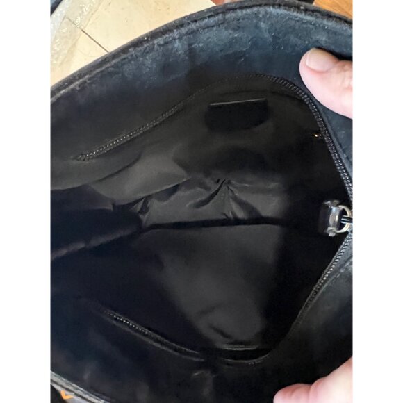 Gucci Black & Brown Suede Shoulder Bag With Leather Trim & Double Handles - Picture 10 of 12